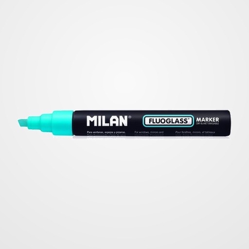 MARCADOR PIZARRA CRISTAL MILAN FLUOGLASS BISELADO  AZUL