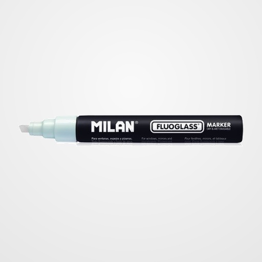 MARCADOR PIZARRA CRISTAL MILAN FLUOGLASS BISELADO  BLANCO