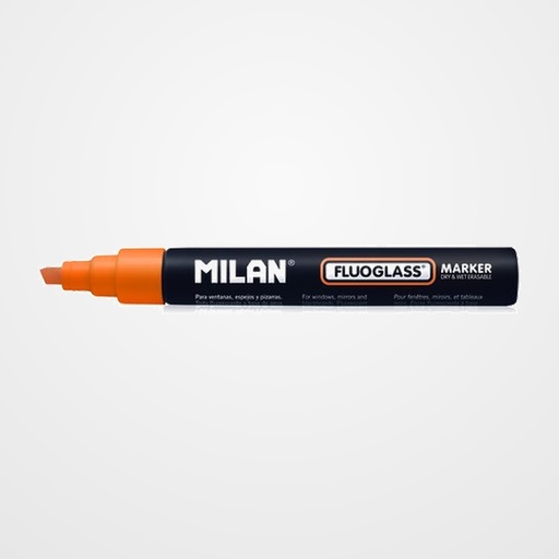 MARCADOR PIZARRA CRISTAL MILAN FLUOGLASS BISELADO  NARANJA