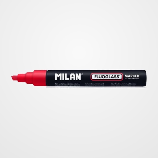 MARCADOR PIZARRA CRISTAL MILAN FLUOGLASS BISELADO  ROJO