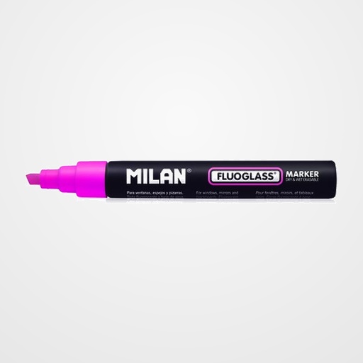 MARCADOR PIZARRA CRISTAL MILAN FLUOGLASS BISELADO  ROSA