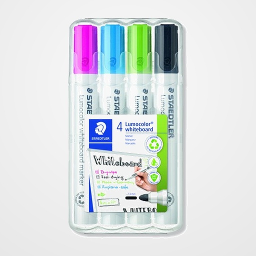 MARCADOR PIZARRA STAEDTLER 351 LUMOCOLOR CONICO  SURTIDO CAJA de 4