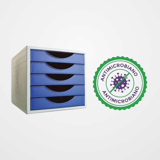 MODULO 5 CAJONES ARCHIVO 2000 ANTIMICROBIANO SANITIZED AZUL