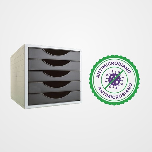 MODULO 5 CAJONES ARCHIVO 2000 ANTIMICROBIANO SANITIZED NEGRO