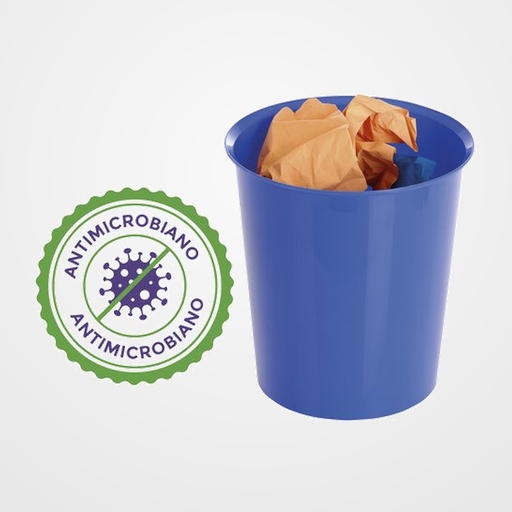 PAPELERA PLASTICO CERRADA A.2000 ANTIMICROBIANO SANITIZED (CAP.18 l) AZUL