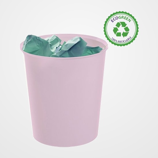 PAPELERA PLASTICO CERRADA A.2000 18 LITROS ROSA PASTEL