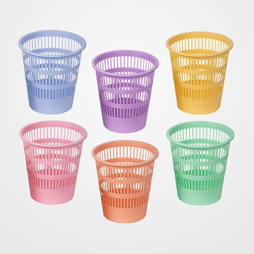PAPELERA PLASTICO REJILLA FAIBO 12 L PACK de 9 SURTIDO PASTEL