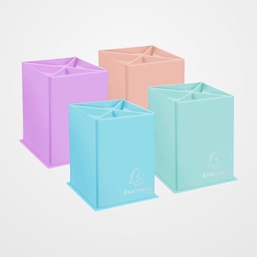 CUBILETE EXACOMPTA AQUAREL CARTON FORRADO 4 COMPARTIMENTOS COLORES SURTIDOS (4 colores: coral, azul, verde y rosa)