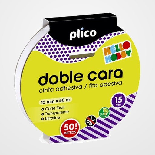 CINTA ADHESIVA DOBLE CARA PLICO rollo 15x50