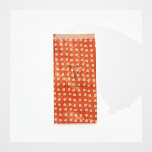 BOLSA de PAPEL CLAIREFONTAINE KRAFT DECORADO S/ASAS 16x30x5 cm LUNARES FONDO ROJO PACK DE 50