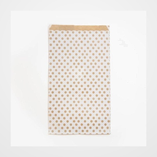 BOLSA de PAPEL CLAIREFONTAINE KRAFT DECORADO S/ASAS 24x35x6 cm LUNARES FONDO BLANCO PACK DE 50