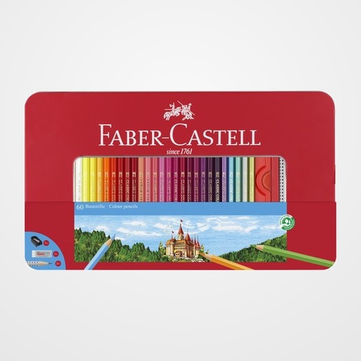 LAPICES de COLORES FABER-CASTELL  estuche de METAL de 60
