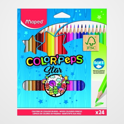 LAPICES de COLORES MAPED COLOR PEPS  estuche de 24