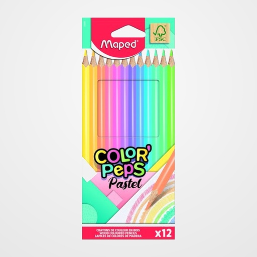 LAPICES de COLORES MAPED COLOR PEPS PASTEL estuche de 12