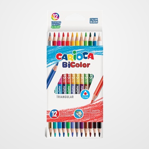 LAPICES CARIOCA BICOLOR TRIANGULAR CAJA de 12