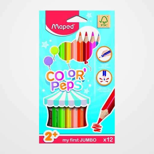 LAPICES de COLORES MAPED COLOR PEPS JUMBO estuche de 12