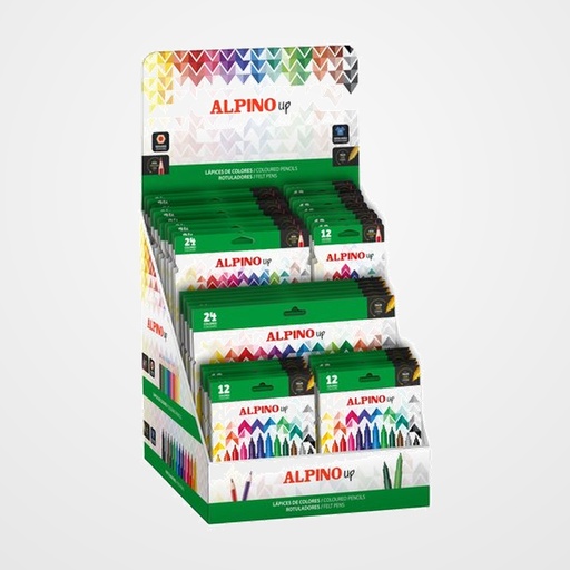 EXPOSITOR ALPINO UP SURTIDO DE 42 12x AL020654 LAPICES UP C/12 SIN CARGO 12x AL020658 LAPICES UP C/24 12x AR001207 ROTULADOR UP C/12 6x AR002407 ROTULADOR UP C/24