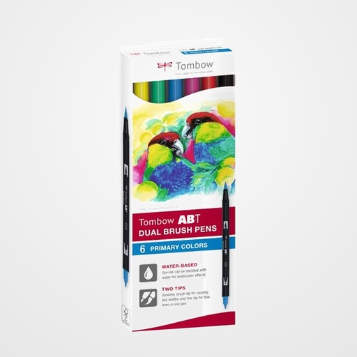 ROTULADOR TOMBOW DOBLE PUNTA PINCEL COLORES PRIMARIOS ESTUCHE de 6