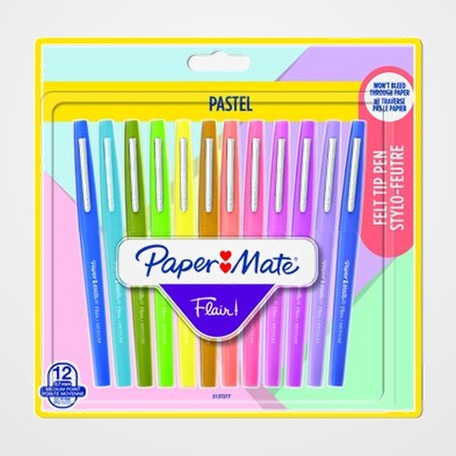 ROTULADOR FIBRA PAPER MATE PASTEL SURTIDO BLISTER de 12