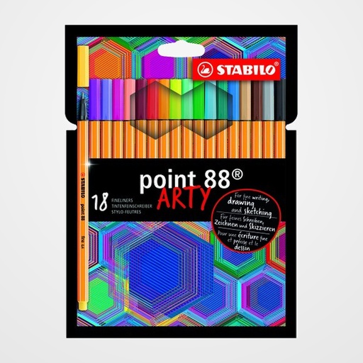 ROTULADOR FIBRA STABILO POINT 88 ARTY LINE ESTUCHE CARTON de 18