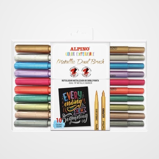 ROTULADOR FIBRA ALPINO COLOR EXPERIENCE METALLIC  LETTERING CAJA de 10