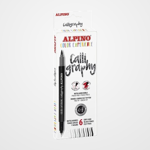 ROTULADOR FIBRA ALPINO COLOR EXPERIENCE CALLIGRAPHY DOBLE PUNTA (fina/pincel) ESTUCHE de 6