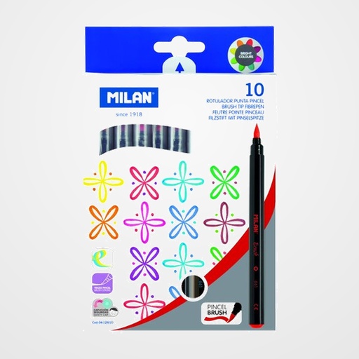 ROTULADOR MILAN PUNTA PINCEL CAJA de 10