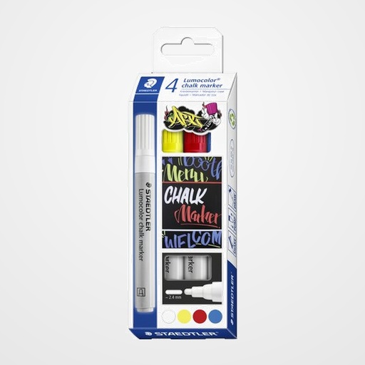 MARCADOR TIZA LIQUIDA STAEDTLER CHALK MARKER 344 ESTUCHE DE 4