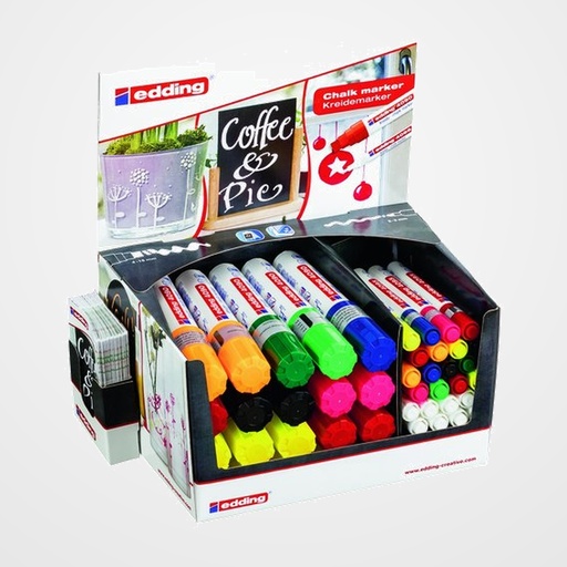 MARCADOR TIZA LIQUIDA EDDING EXPOSITOR de 44 (WINDOW MARKER) (20 uds.4090 y 24 uds.4095)
