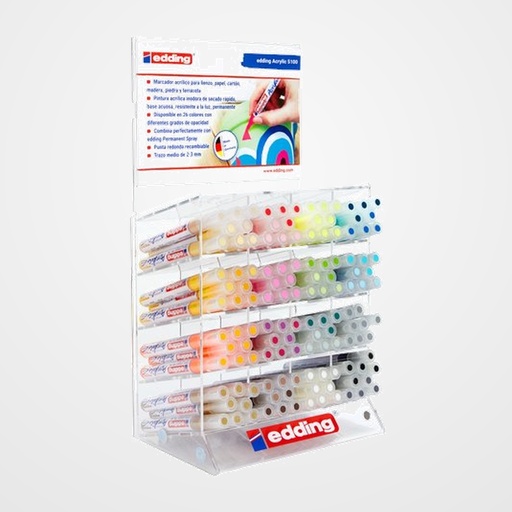 MARCADOR ACRYLIC EDDING 5100 CONICO (2-3 mm) EXPOSITOR de 132