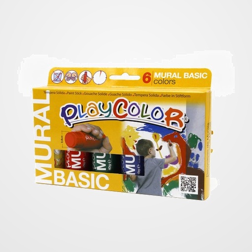 TEMPERA SOLIDA PLAYCOLOR MURAL 40Gr. ESTUCHE de 6 COLORES