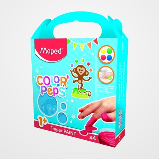 PINTURA de DEDOS MAPED CAJA DE 4 x 80g (azul,amarillo,rojo,verde)