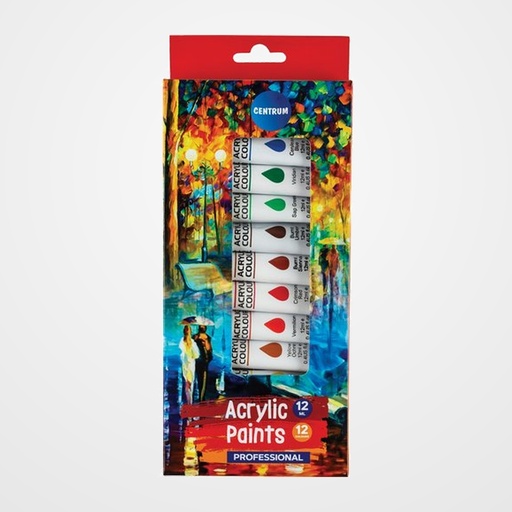 PINTURA ACRILICA CENTRUM 12 ml (Tubo) COLORES SURTIDOS ESTUCHE de 12