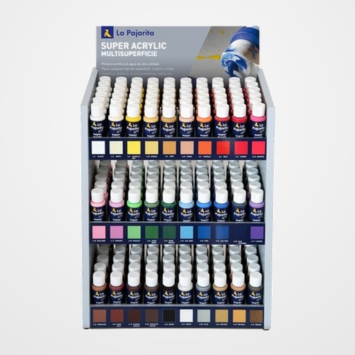 PINTURA ACRILICA LA PAJARITA 60 ml (bote)  EXPOSITOR de 180 (30 colores)