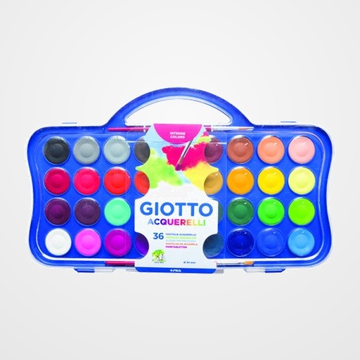 ACUARELAS GIOTTO Ø 30 mm con 2 PINCELES ESTUCHE de 36