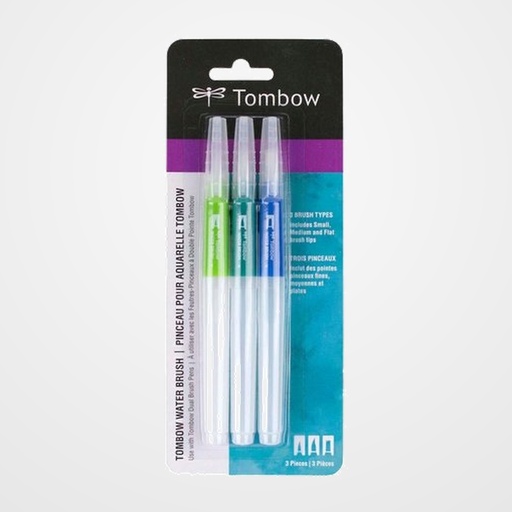 PINCEL DE AGUA TOMBOW WATER BRUSH SURTIDO BLISTER DE 3 (punta fina, media y plana)
