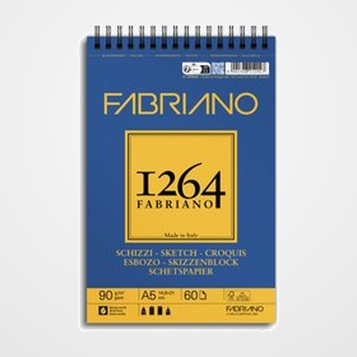 BLOC DE DIBUJO FABRIANO 1264 ESBOZO CON ESPIRAL GRANO NATURAL A5 90g 60h