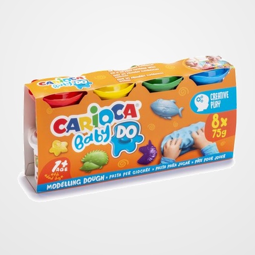 PLASTILINA CARIOCA BABY DOUGH VASITOS 75 gr. CAJA de 8