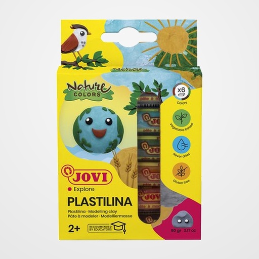 PLASTILINA JOVI 90 BARRA 15 gr. COLORES NATURE ESTUCHE DE 6