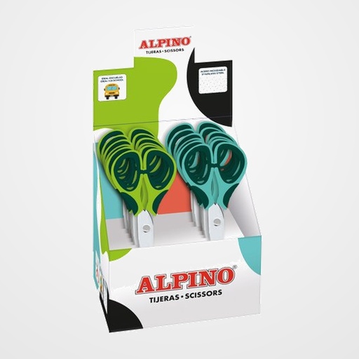 TIJERAS ESCOLARES  ALPINO COLORFUL EXPOSITOR DE 12