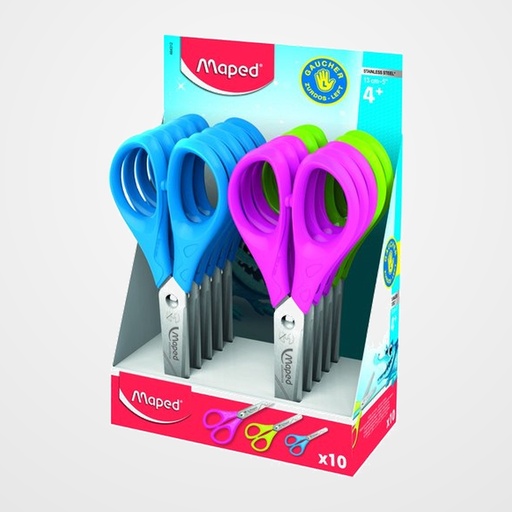 TIJERAS ESCOLARES MAPED ESSENTIAL 13 cm. para ZURDOS EXPOSITOR de 10