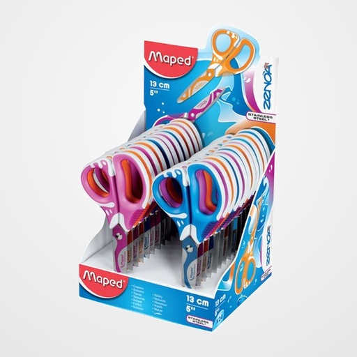 TIJERAS MAPED ZENOA FIT SOFT 13 cm. ASIMETRICA EXPOSITOR DE 24