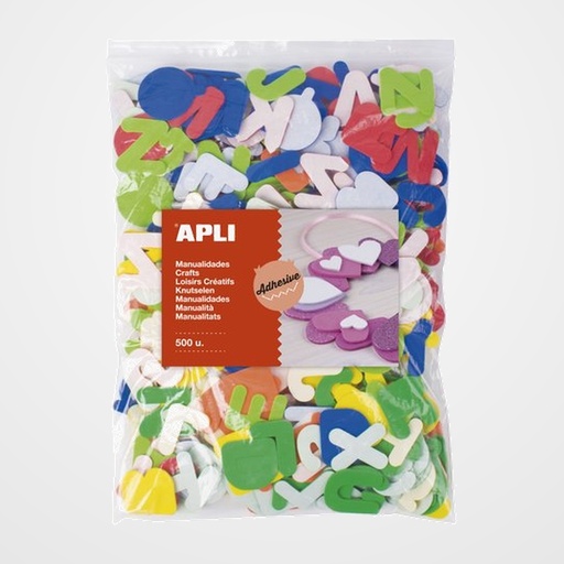 GOMA EVA APLI FORMAS ADHESIVAS LETRAS COLOR BOLSA de 500