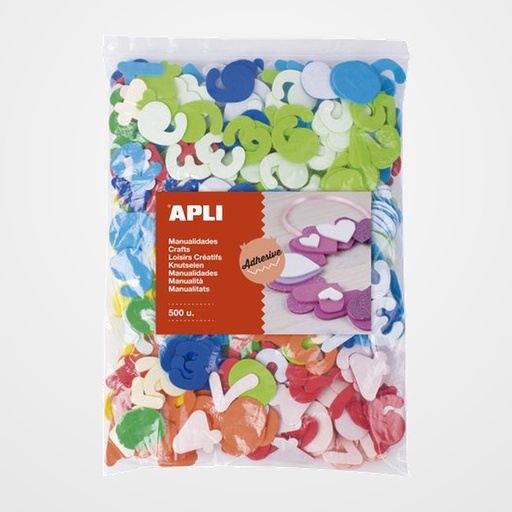 GOMA EVA APLI FORMAS ADHESIVAS NUMEROS COLOR BOLSA de 500