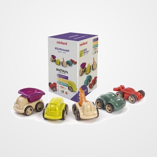 JUEGO MINILAND COCHES DE JUGUETE ECO MINIMOBIL 12 CM 5 PZ (+18 MESES)