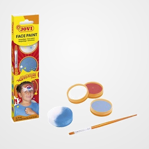 MAQUILLAJE JOVI CREMA FACE PAINT  SET ADVENTURE BOTE de 8 ml CAJA DE 3 + ACCESORIOS