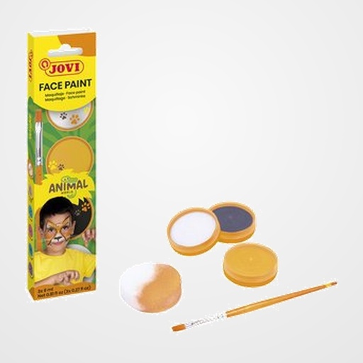 MAQUILLAJE JOVI CREMA FACE PAINT  SET ANIMALS BOTE de 8 ml CAJA DE 3 + ACCESORIOS
