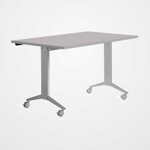 MESA ROCADA METAL 140x80 ESTRUCTURA ALUMINIO TABLERO ABATIBLE GRIS