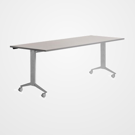 MESA ROCADA METAL 180x80 ESTRUCTURA ALUMINIO TABLERO ABATIBLE GRIS