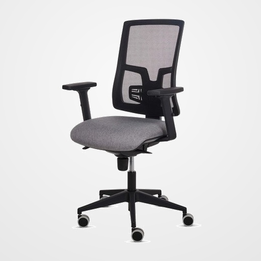 SILLA FELLOWES ELEGANZA BRAZOS REGULABLES 2D RESPALDO MALLA NEGRA ASIENTO TAPIZADO GRIS